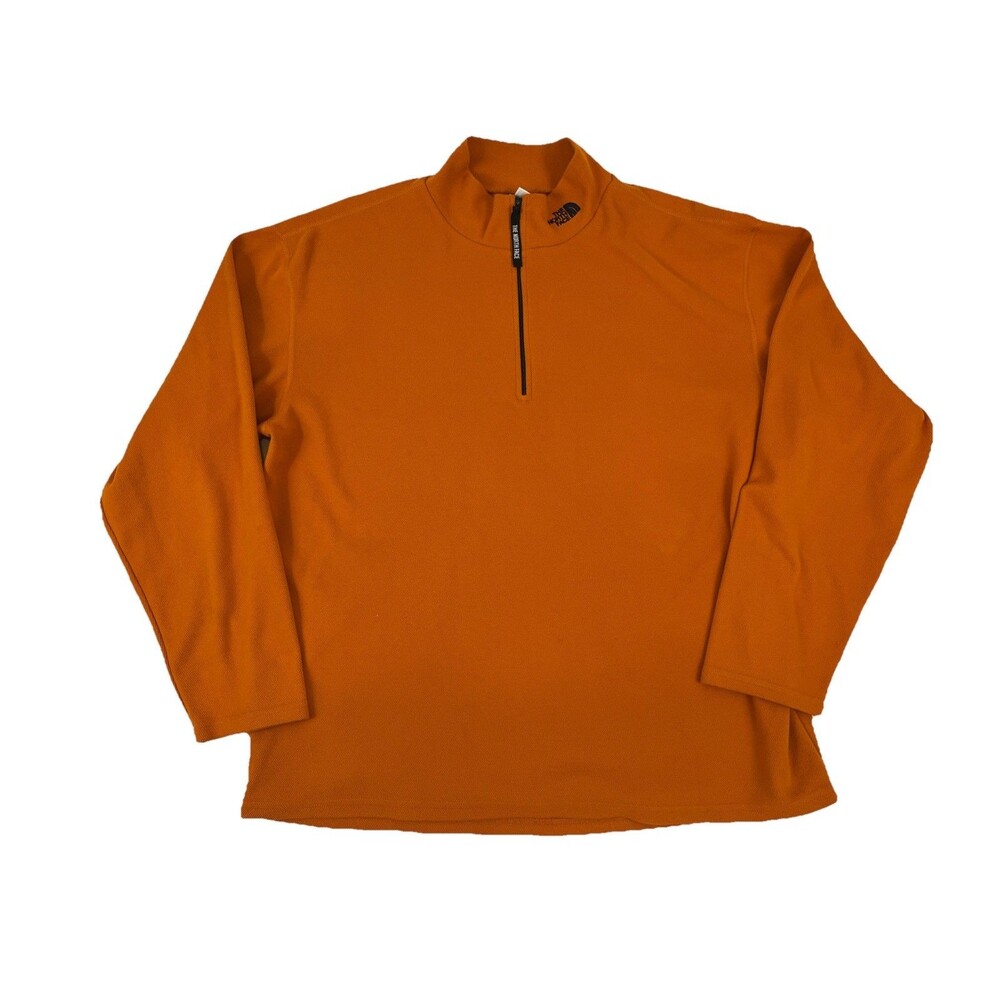 The North Face Sweater Mens XL Orange 1/4 Zip Fleece Pullover Hiking Outdoor